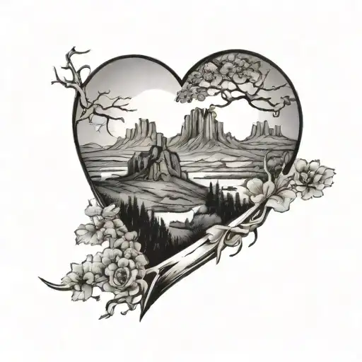 Heart With Western Landscape