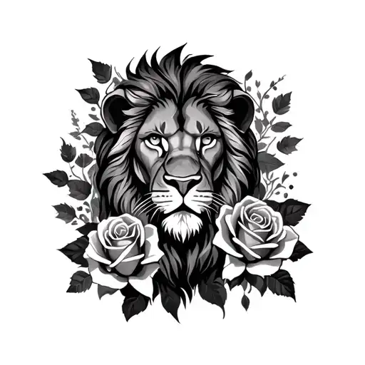 Roses And Lion Surrounded