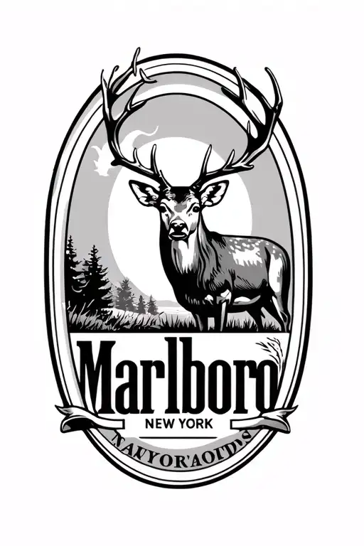 Oval Logo With A White Tail Deer And The Town Name Marlboro New York