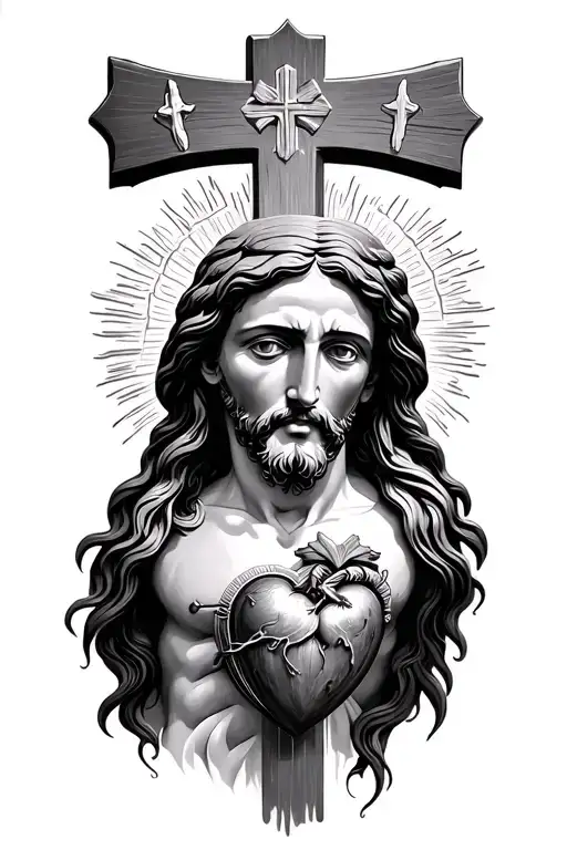Cross With Sacred Heart Of Jesus
