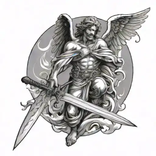 Angel Man With Sword In Hand