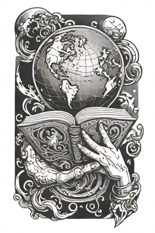 Man Holding World With Book