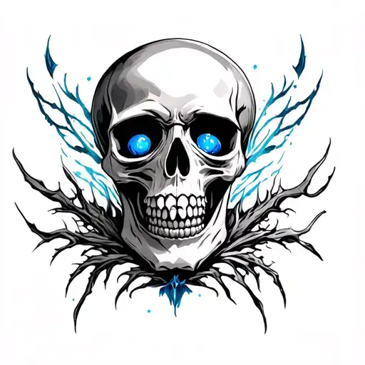 Skull With Blue Iris