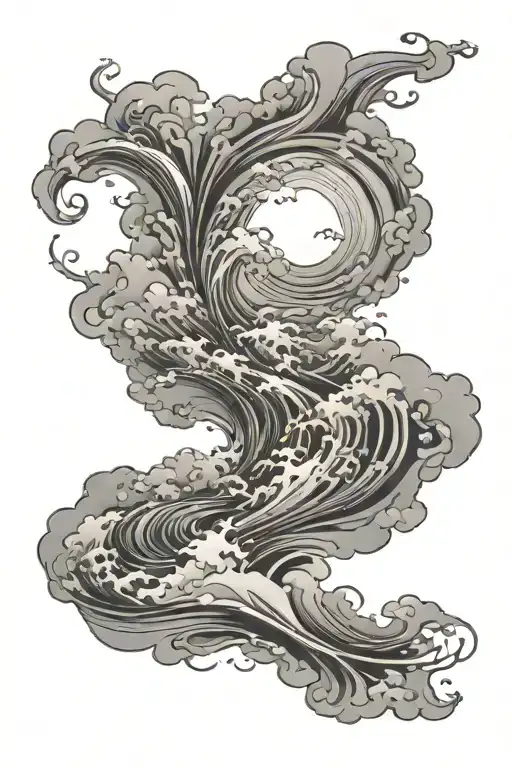 Sleeve With Clouds And Ocean Waves