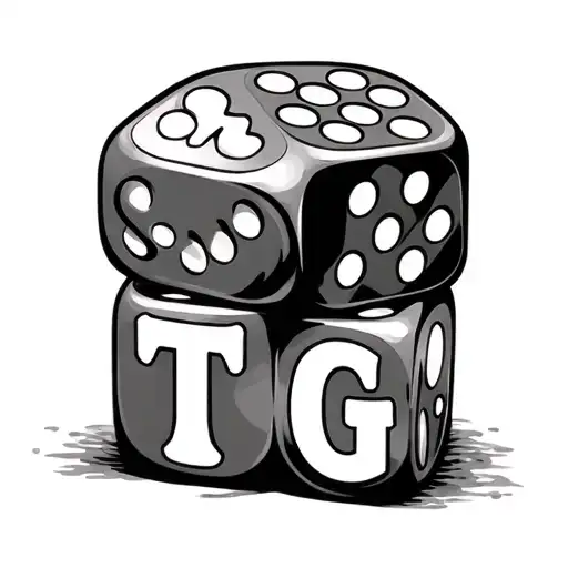 3 Dice Stacked With The Letters Ttg Inside