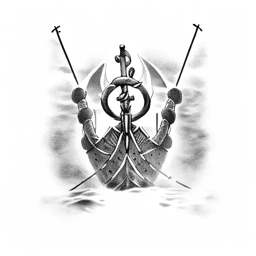 Viking Boat On Fire Illuminating Army