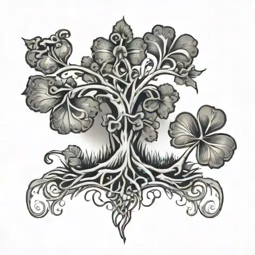 Shamrock Tree Roots With Fleur De Lis