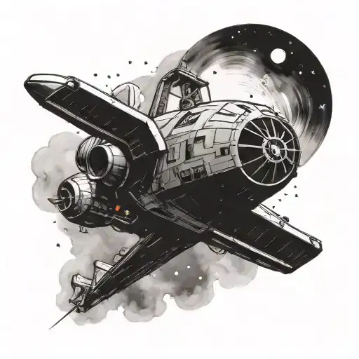 A Star Wars Inspired Tattoo Of A Spaceship Navigating Through A Galaxy