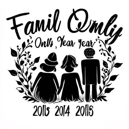 Familie Tattoo With Date And Year For 4 People Only Text