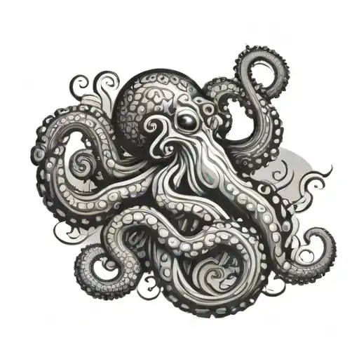 An Octopus Morphing Into A Mystical Creature With Military Insignia