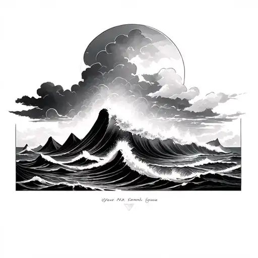 Darkclouds Mountains And Ocean Waves Crashing Waves