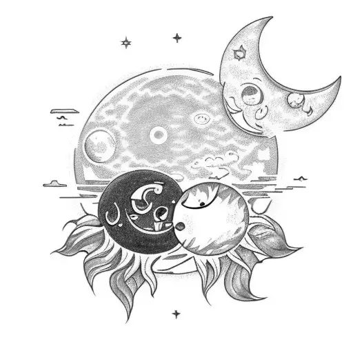 Cute Sun And Moon