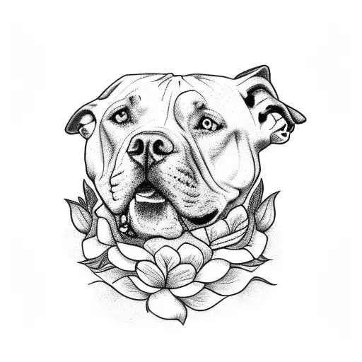 Pitbull With Flower Background