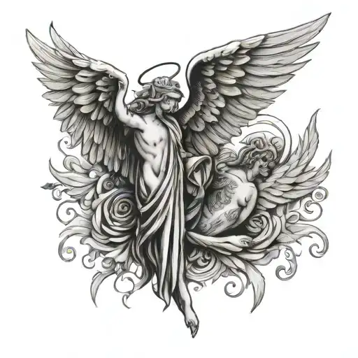 Angel And Devil Wings And Something That Symbolizes Money And Abundance