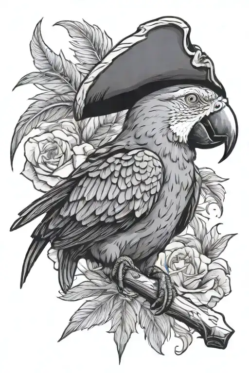 Parrot With Pirate Hat And Wooden Leg