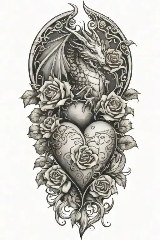 Heart Roses Book Dragon