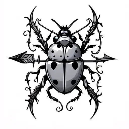 Lady Beetle And Bow And Arrow Design Featuring Heart
