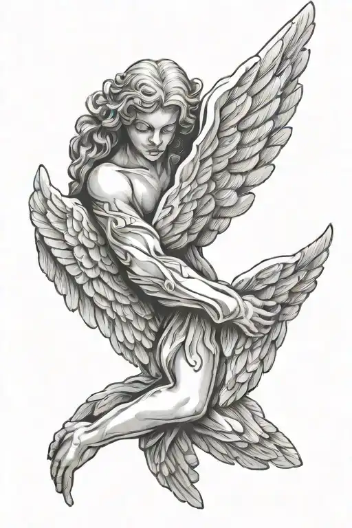 Folded Hands With Angel Wings