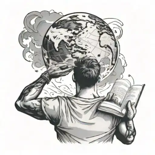 Man Holding The World On His Shoulders Reading A Book
