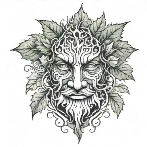 Green Man Face Emerging From Poplar Tree