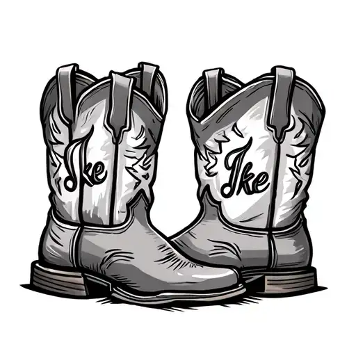 Little Pair Of Cowboy Boots With The Name Ike Stitched On Them
