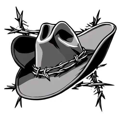 Cowboy Hat With Barbed Wire In The Style Of Old Cull