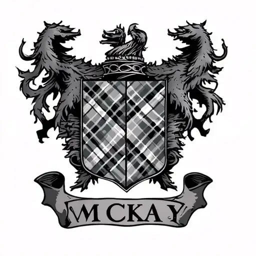 Torn Skin With Scottish Clan Crest And Tartan Plaid Mckay