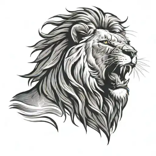 Lion Head Roaring Fiercely