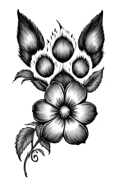 Flower Dog Paw Print
