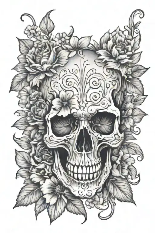 Skull And Flowers