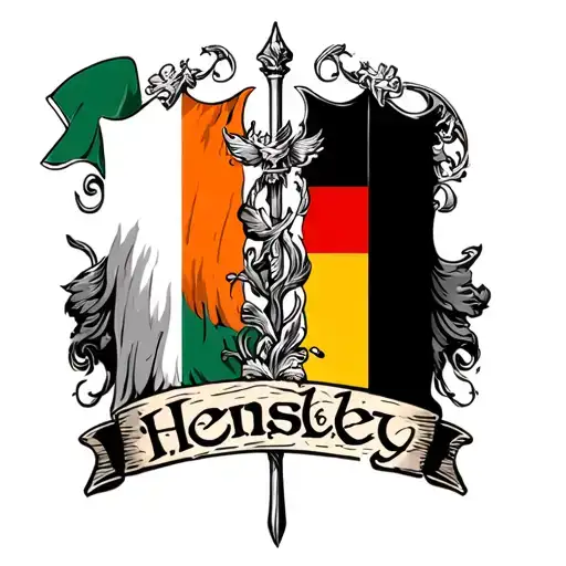 Irish Flag And German Flag In The Name Hensley