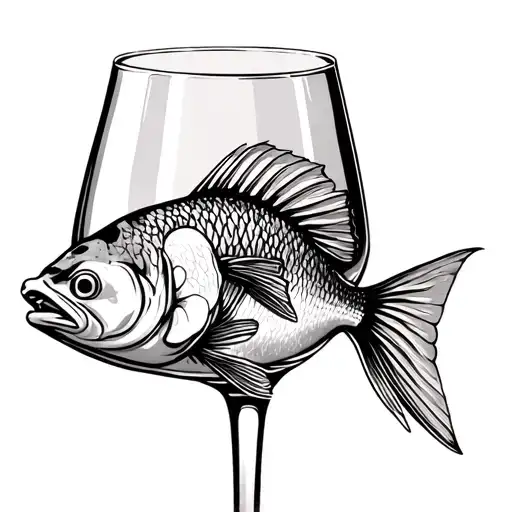 Champagne Glass With Fish