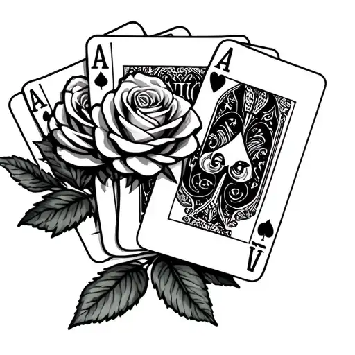 Roses Pot Leaf And Poker Cards