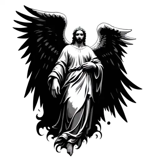 Angel Gabriel Minimalist Tattoo Design