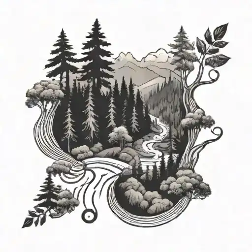 A Hiking Trail Winding Through A Forest With Hidden Musical Notes