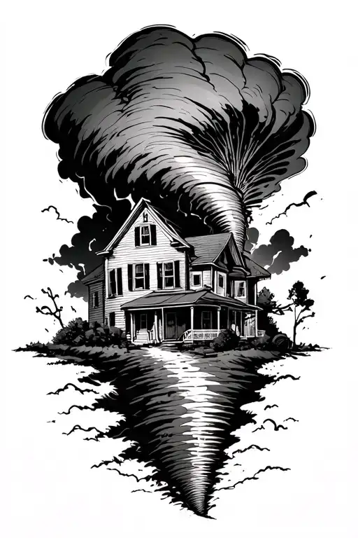 Tornado Destroying Farm House