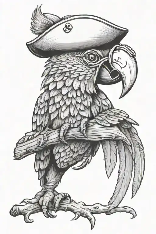 Parrot With Pirate Hat And Wooden Leg