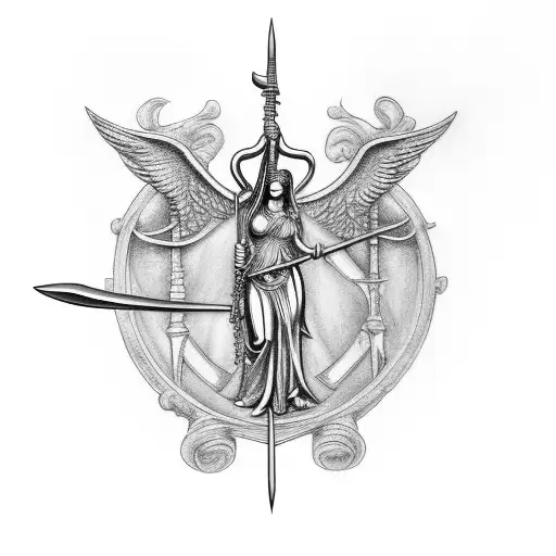 Lady Justice As Caduceus Sword