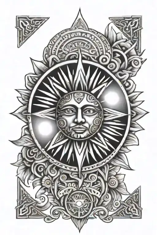 Sun With The Center Of The Aztec Calender Inside The Sun