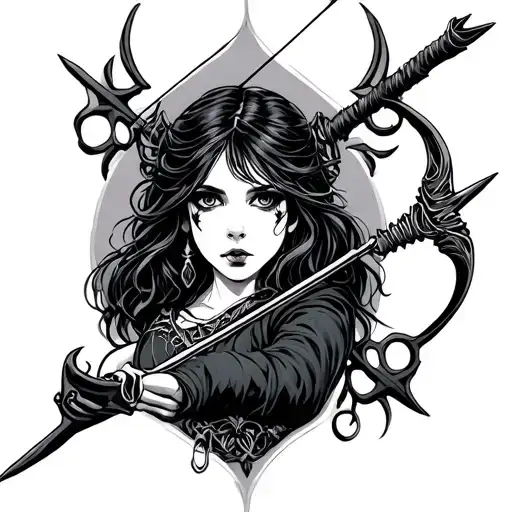 Goth Girl Bow And Arrow Weapon