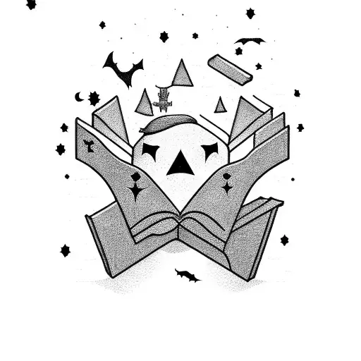 A Creepy Haunted Library With Floating Books And Stars