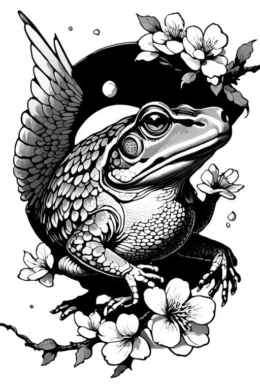 Japanese Toad And Cherry Blossoms Falling Icarus