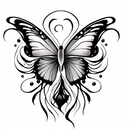 Tribal Abstract Butterfly Jellyfish Dance Tattoo Design
