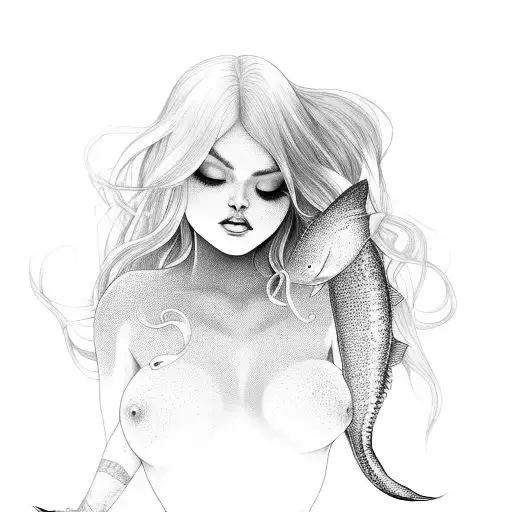 Hot Beautiful Hansdome Fullbody Mermaid With Open Hair