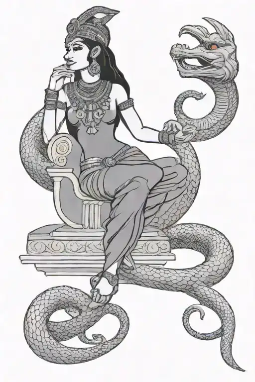 Egyptian Isis Goddess With Snake Under Her