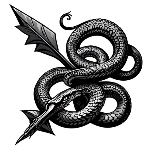 Arrowhead With Snake Coiled