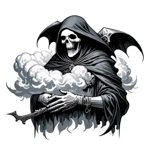 Grim Reaper Morphing From A Cloud