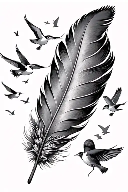 Feather With Birds Flying Off The End Wraps