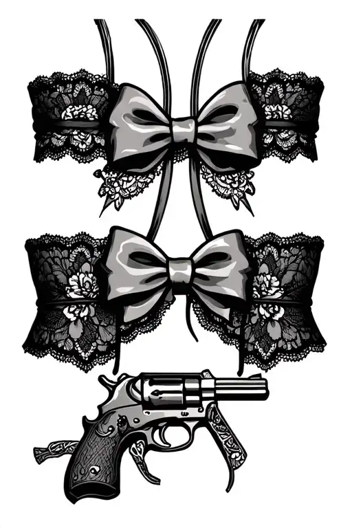 Lace Garter With A Bow And Gun
