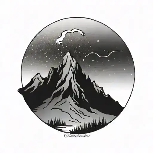 A Minimalist Mountain Silhouette Against A Dark Night Sky